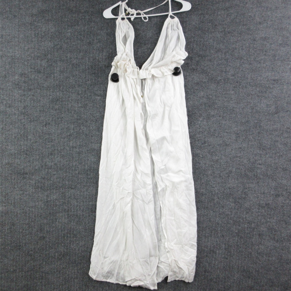 VICTORIA'S SECRET Cover Up Womens M White Halter Sheer Ruffle Drawstring NWT